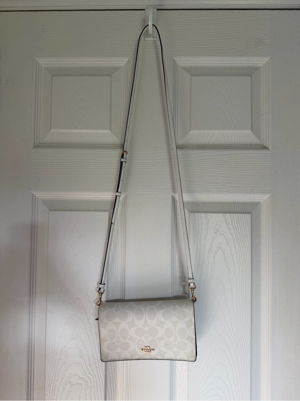 Coach Anna Foldover Clutch Crossbody In Signature Canvas